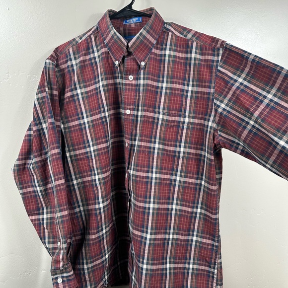 PENDLETON Men’s Metro Shirt Long Sleeve Button Up Red Plaid Cotton Size Large - Picture 3 of 5